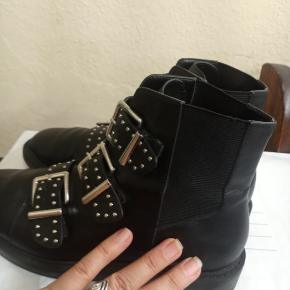 Urban Outfitters Black Studded Buckle Boots - Picture 5 of 5